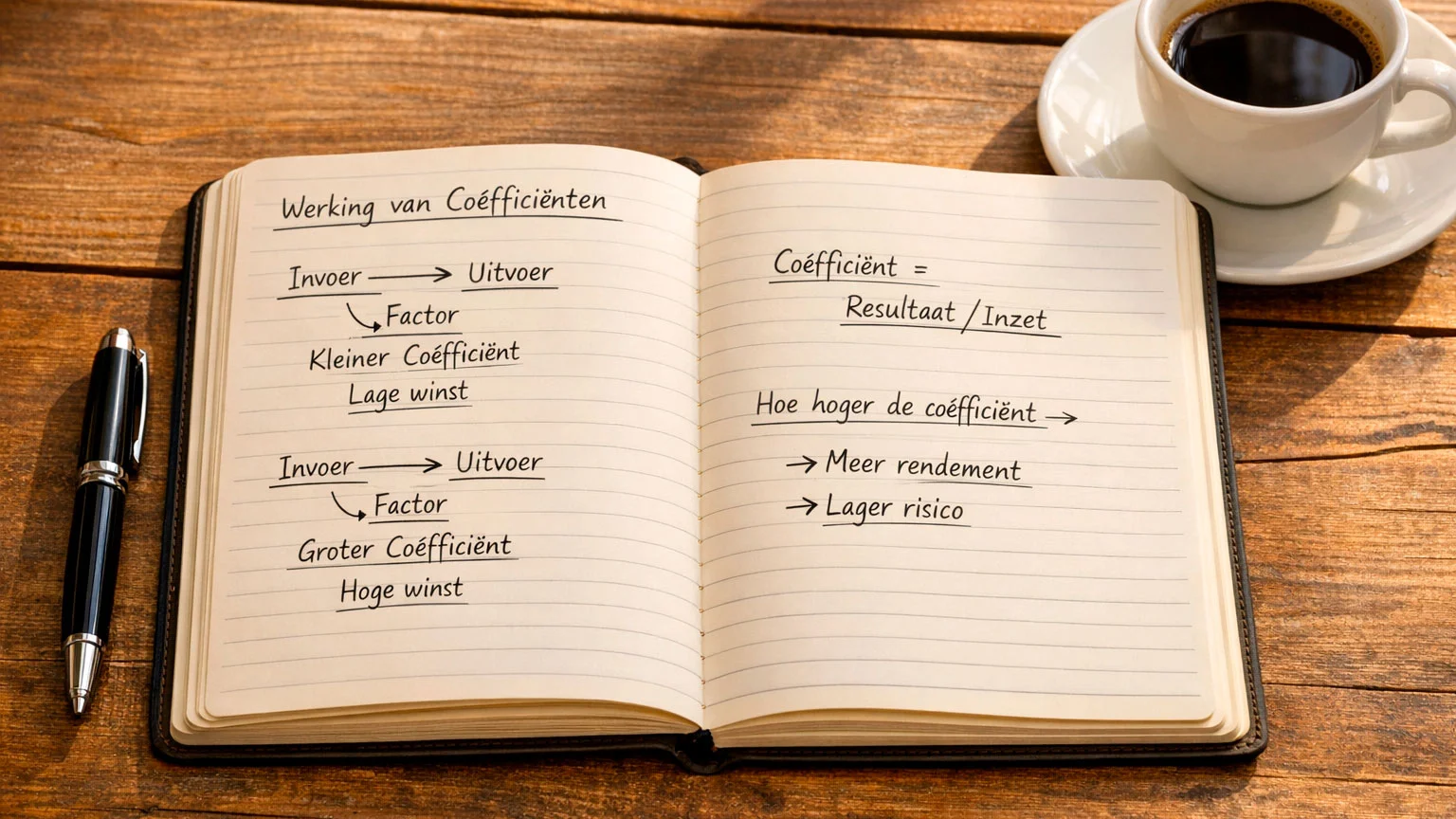 Notitieblok met eenvoudige odds berekening en pen