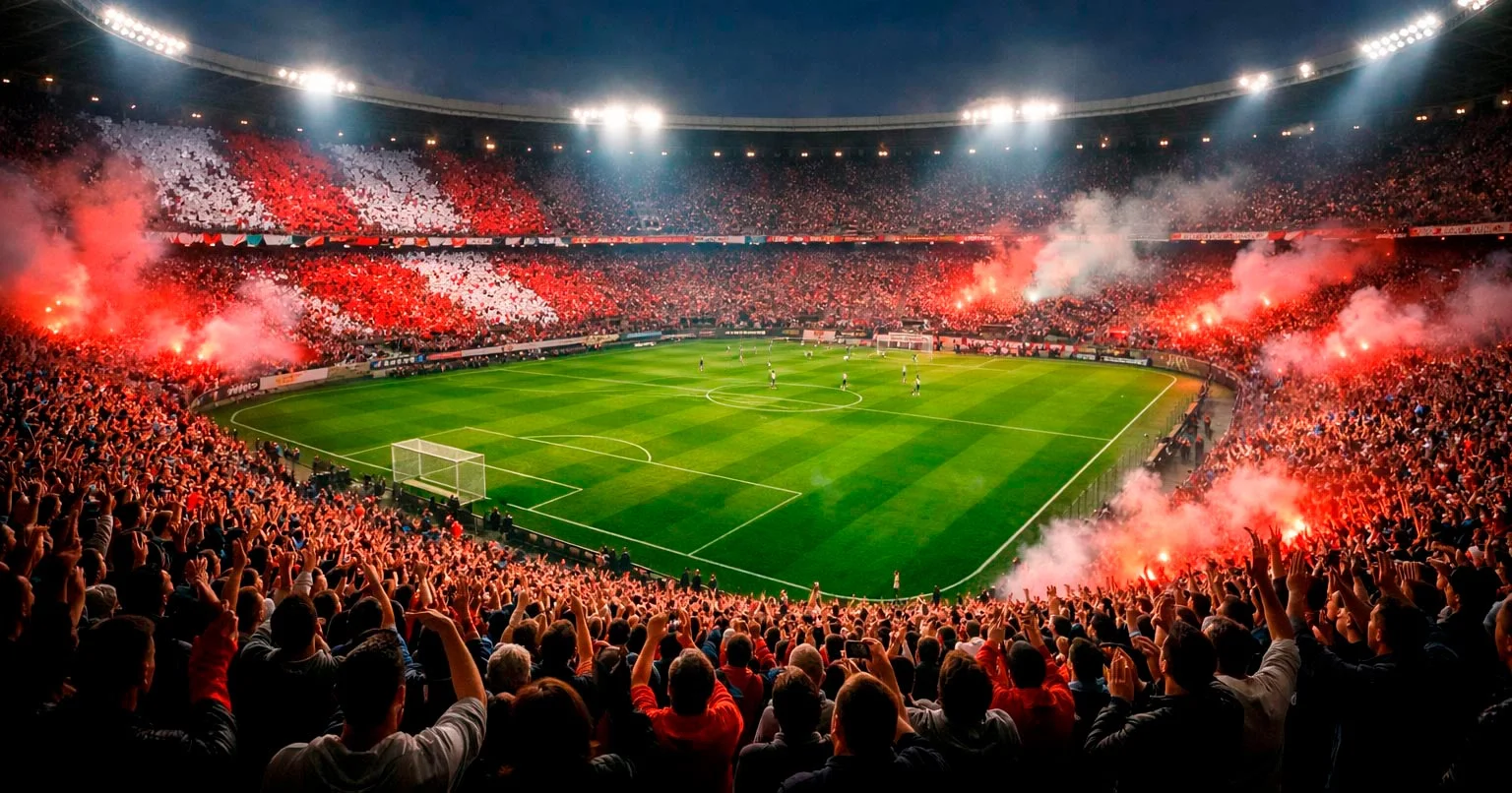 De Kuip stadion Feyenoord met enthousiaste supporters en sfeer