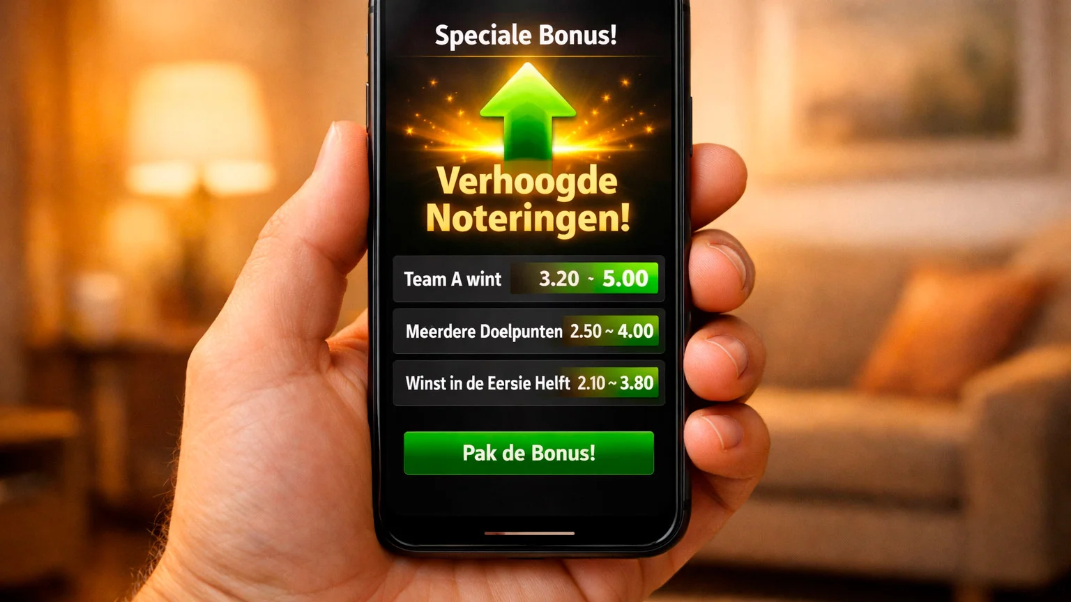 Smartphone met speciale aanbieding voor Eredivisie wedstrijd