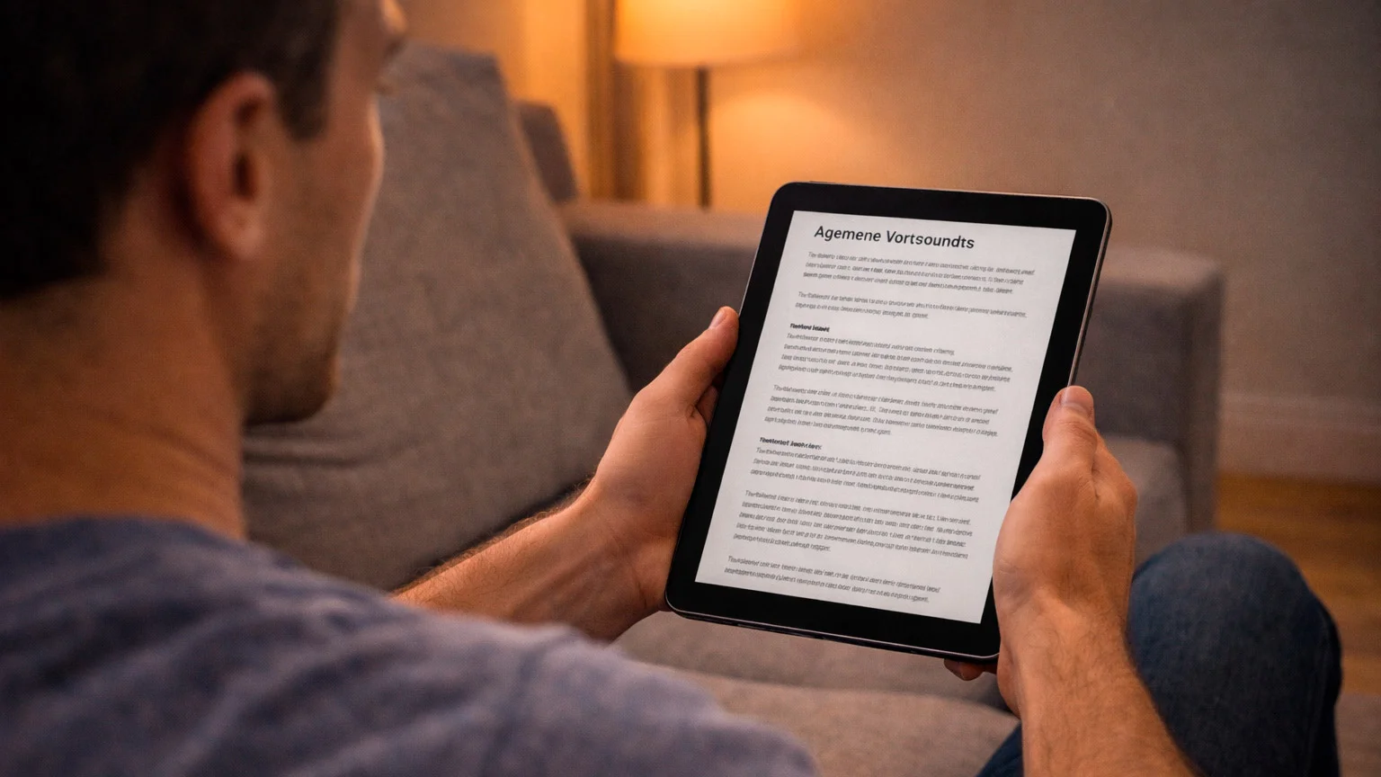 Persoon leest bonusvoorwaarden op tablet bij sportwedden